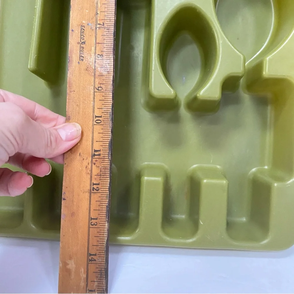 Vtg 70s Avocado Green Rubbermaid Utensil Holder Tray 2922 & Napkin Holder